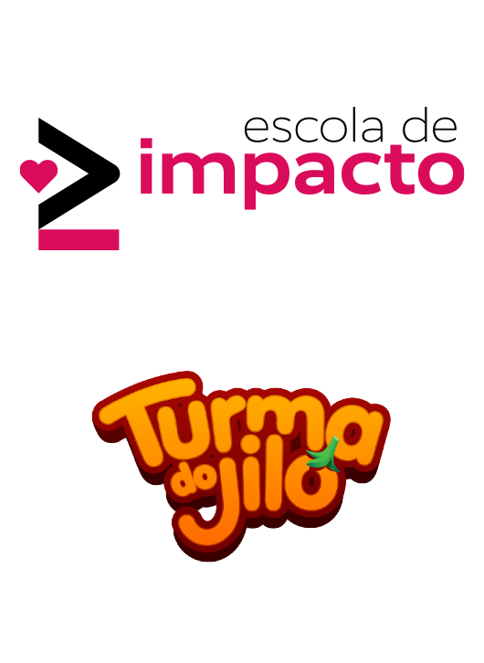 logo Escola de Impacto e logo Turma do Jiló.